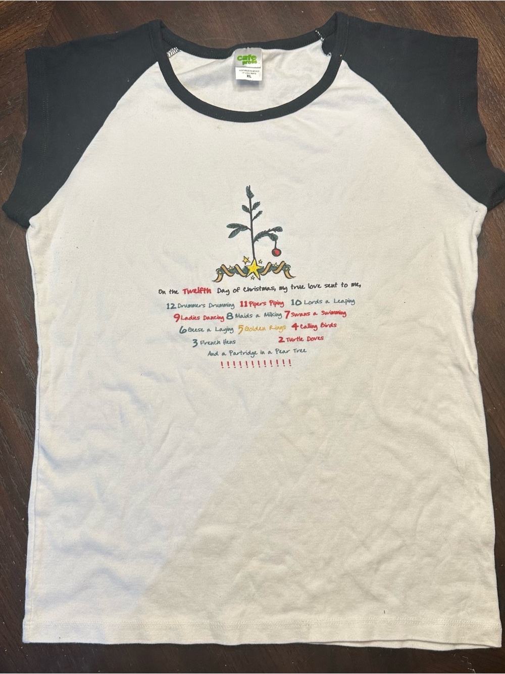 Christmas 12 Days of Christmas Song Vintage Shirt Short Sleeve Christmas Top XL